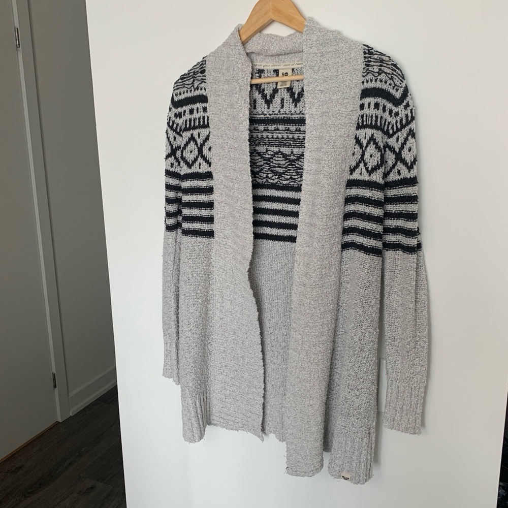 Roxy Gray and Black Knit Cardigan